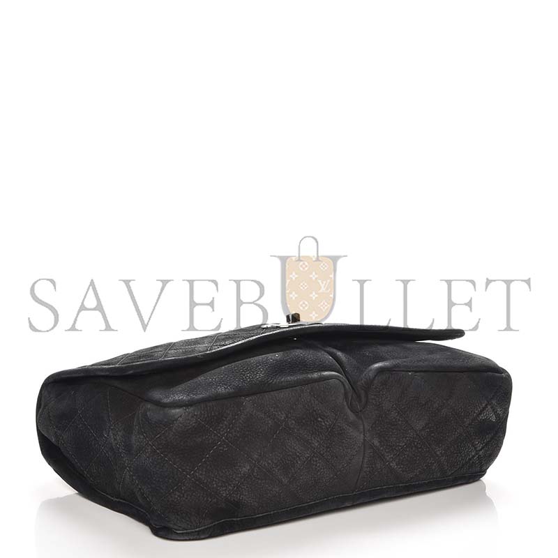Ch*el large ultra soft suede calfskin natural beauty flap black (33*22*9cm)